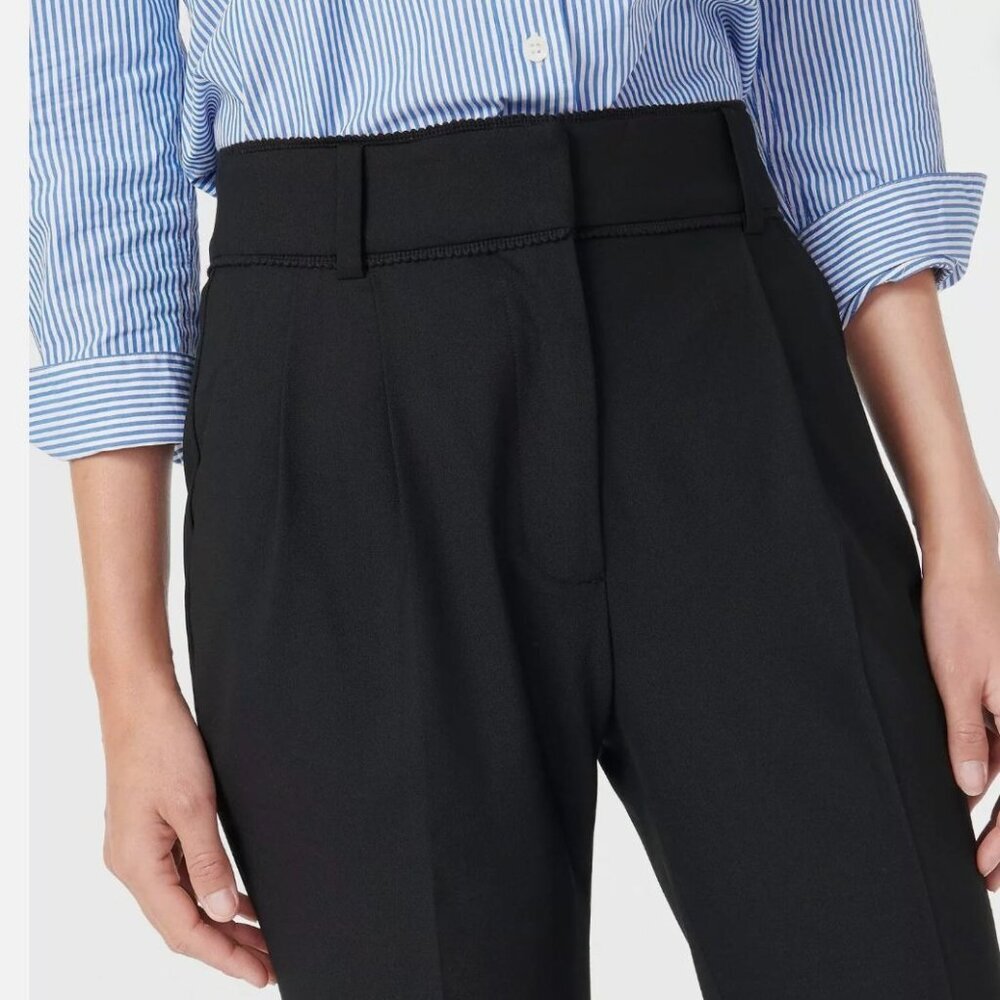 NWT J. Crew Crochet-Trimmed Pleated Black Trouser Pants-sz 14 - Picture 1 of 11